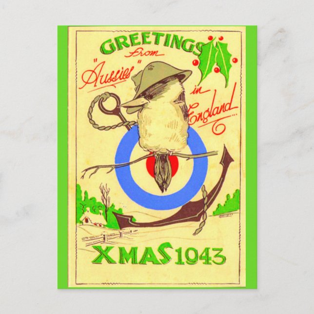 Carte de Noël WW11 des Australiens en Angleterre c (Devant)