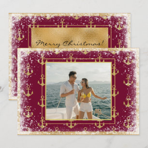 Carte de Noël Xmas photo nautique rouge