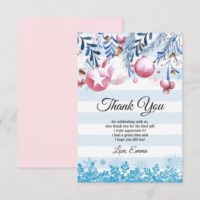 Carte de Noël, Xmas, remerciements (Devant / Derrière)