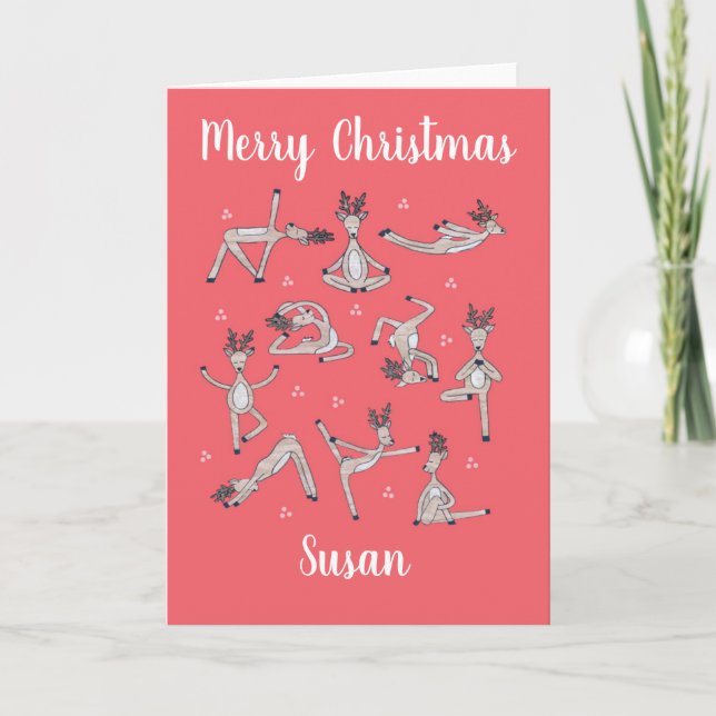 Carte de Noël Yoga personnalisée (Devant)