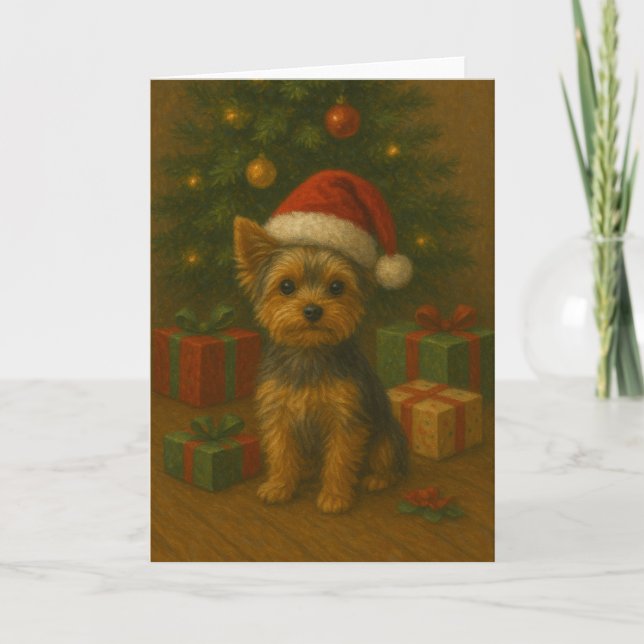 Carte de Noël Yorkie (Devant)