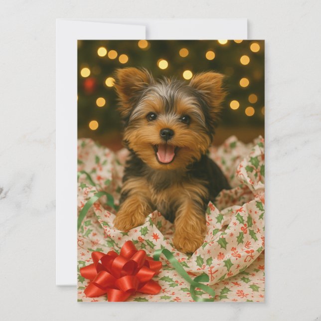 Carte de Noël Yorkie (Devant)