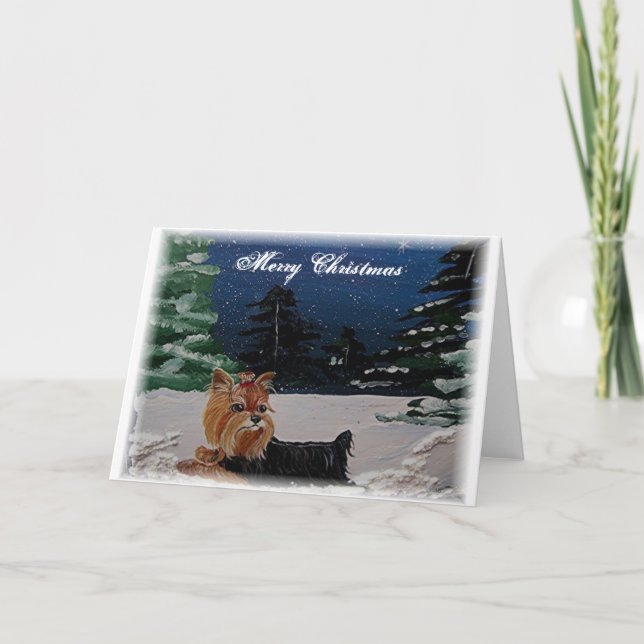Carte de Noël Yorkie (Devant)
