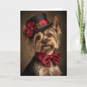 Carte de Noël Yorkie Élégant Chien Victorien