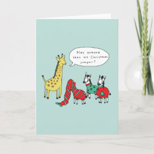 Carte de Noël Zebra et Giraffe   Comic classique