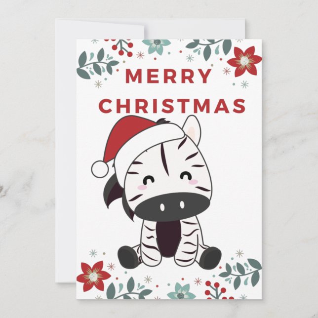 Carte de Noël Zèbre Animaux d'hiver Fête (Devant)