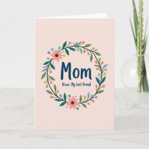 Carte de nom d'amie préférée de maman florale