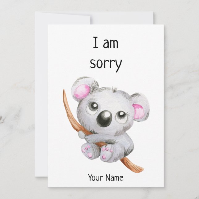 Carte de nom de coala d'excuse mignonne/Je suis dé (Devant)