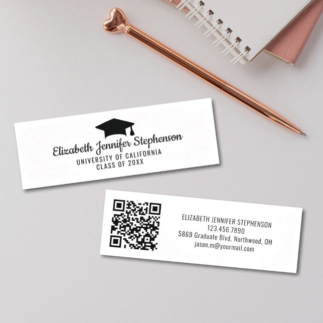 Carte de nom de code qr simple (Graduate name insert card with QR Code)