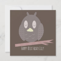 Carte de nom de joyeux anniversaire de hibou dorma