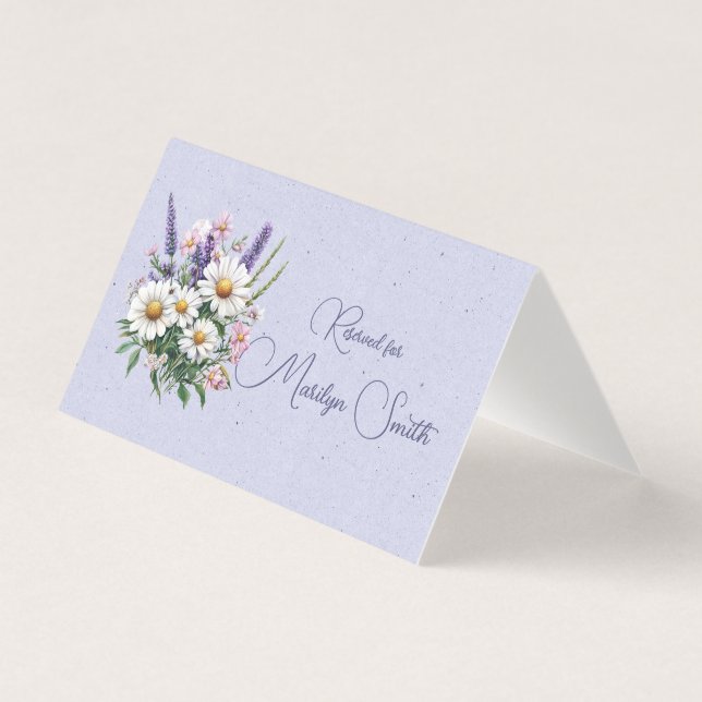 Carte de nom de mariage Fleurs sauvages Lavande Ma (Front)