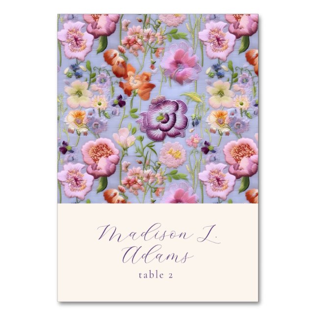 Carte de nom de mariage pliable à broderie de fleu (Par défaut)