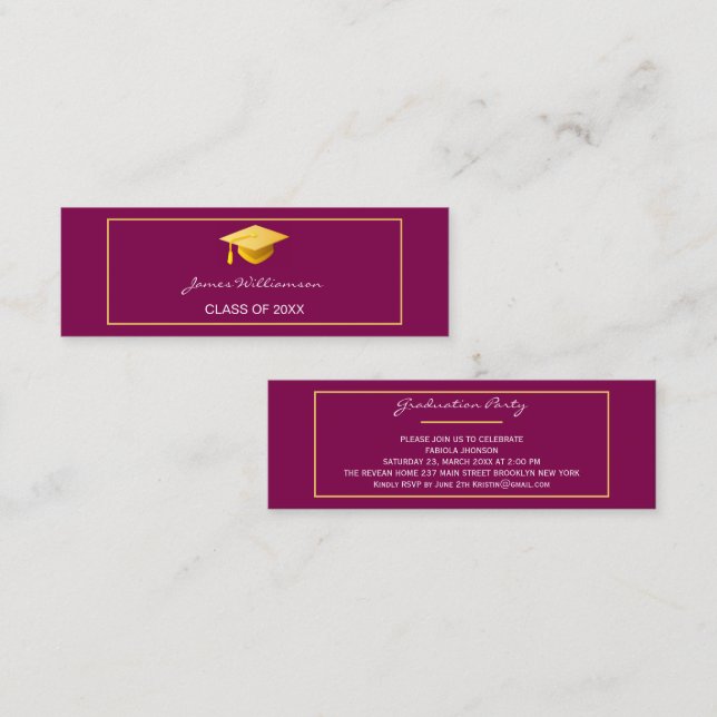 Carte de nom de remise de diplômes moderne encart  (Devant / Derrière)