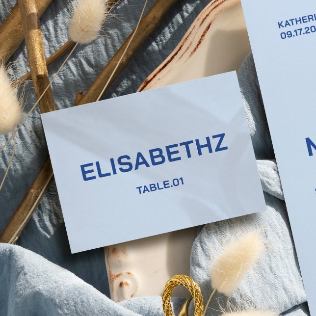 Carte de nom de table de mariage bleu côtier DIY (Créateur téléchargé)