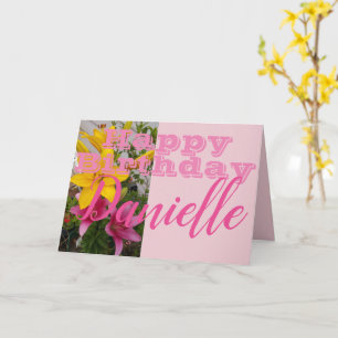 Carte de nom des femmes d'anniversaire rose Lily F