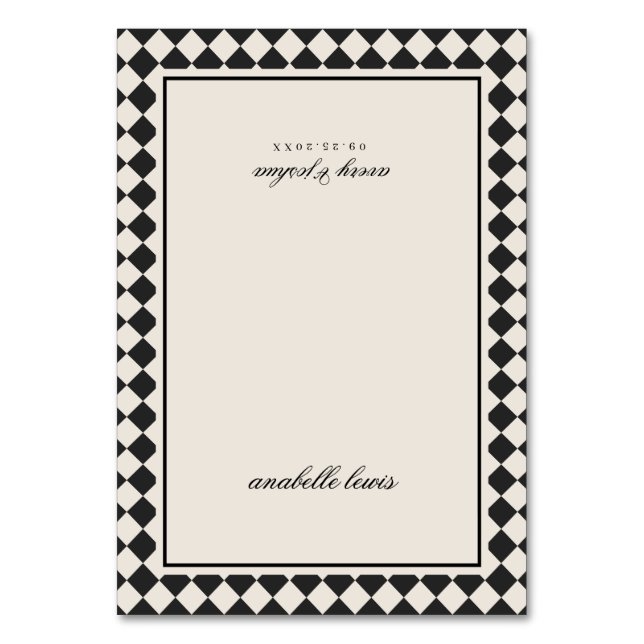 Carte de nom d'invité à carreaux rétro pour mariag (Par défaut)