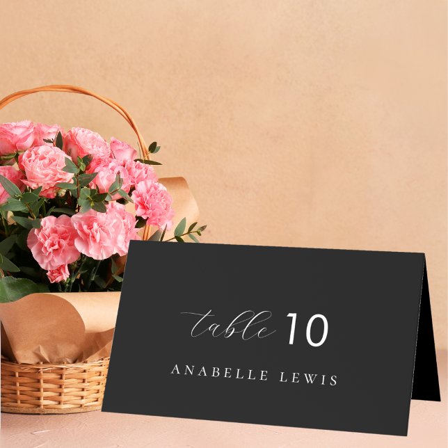 Carte de nom d'invité à monogramme Chic Noir pour  (Créateur téléchargé)