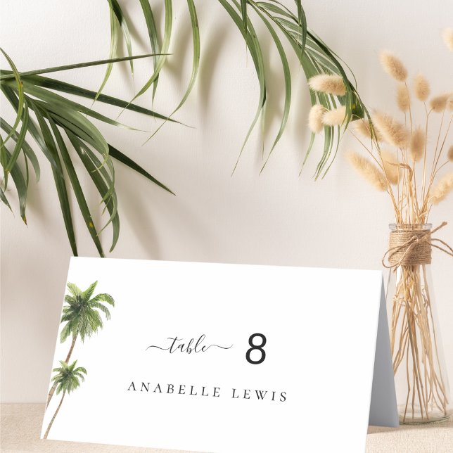 Carte de nom d'invité de mariage aux palmiers trop (Créateur téléchargé)