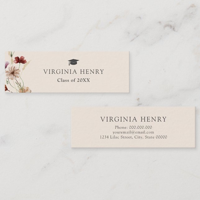 Carte de nom d'obtention du diplôme Boho (Boho Graduation Name Card by Painted Paperie
)