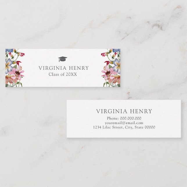 Carte de nom du Fleur sauvage coloré (Colorful Wildflower Graduate Name Card by Painted Paperie
)