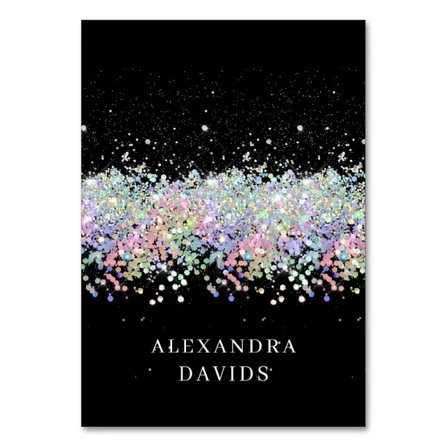 Carte de nom individuelle Holo Paillettes Noir (Par défaut)