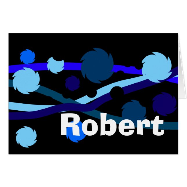 Carte de nom personnalisée Robert bleu et noir (Devant horizontal)