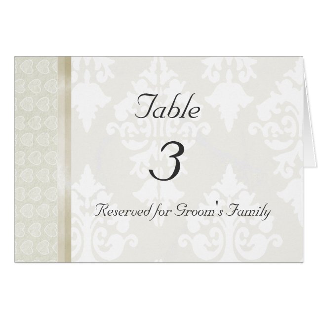 Carte de nombre de Tableau de mariage (Devant Horizontal)