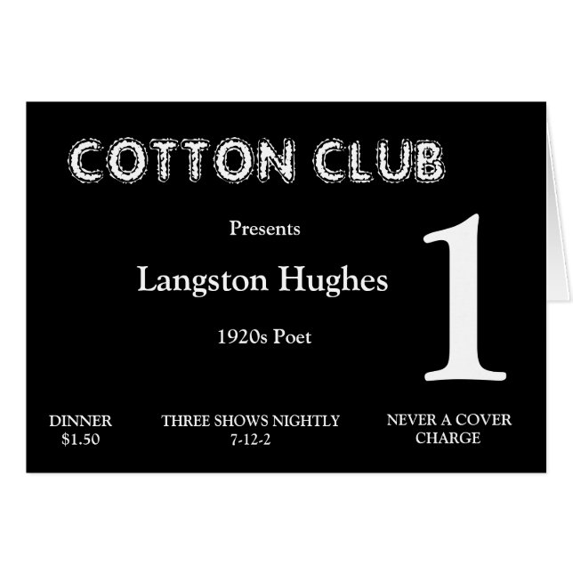 carte de nombre de Tableau des années 1920 (Devant horizontal)