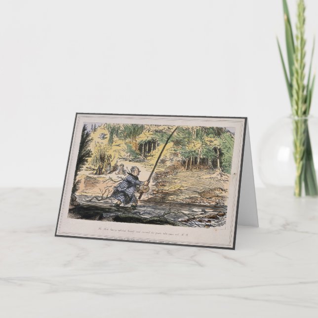 Carte de nostalgie humoristique - pêche au volant  (Devant)