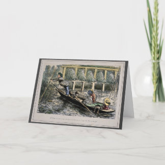 Carte de nostalgie humoristique - pêche en famille