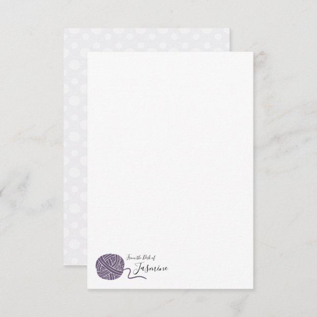 Carte de note à bille en fils de raisin pourpre et (Devant / Derrière)