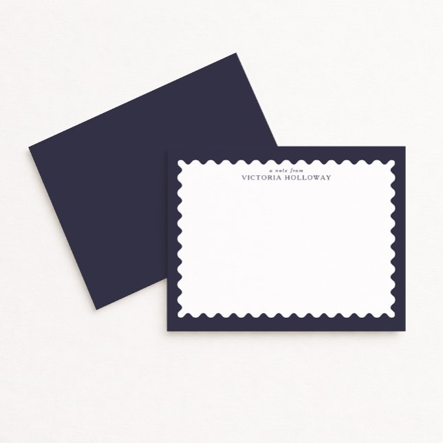 Carte de note à bordure inspirée du timbre Navy fo (Créateur téléchargé)