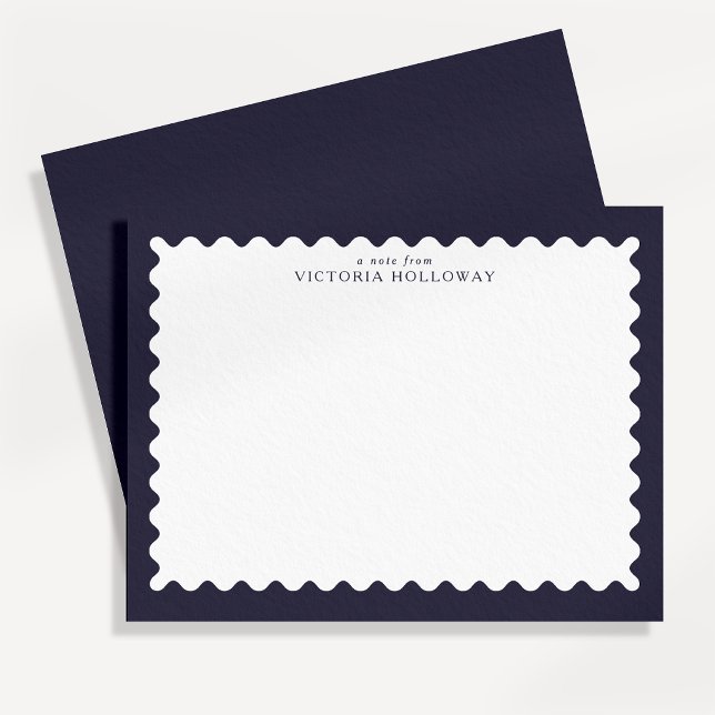 Carte de note à bordure inspirée du timbre Navy fo (Créateur téléchargé)