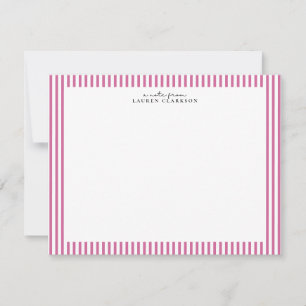 Carte de note à bordure rayée rose