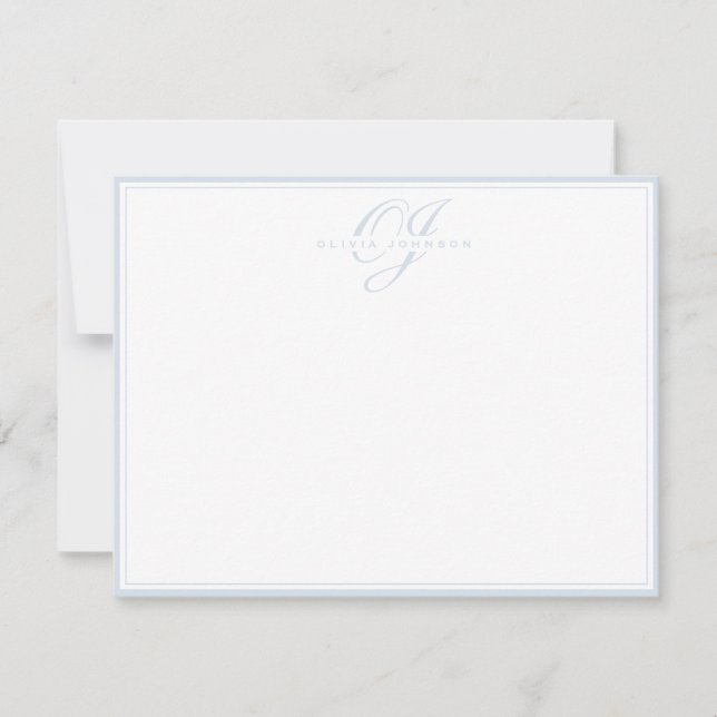 Carte de note à cadre bleu poudré (Devant)