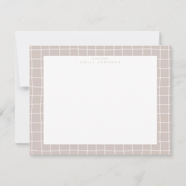 Carte de note à cadre en grille beige (Devant)