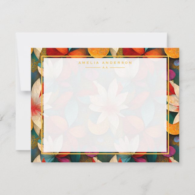 Carte de note à cadre floral (Devant)