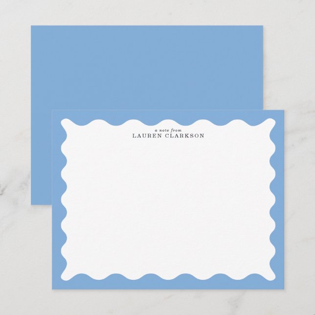 Carte de note à cadre ondulé bleu ciel (Devant / Derrière)