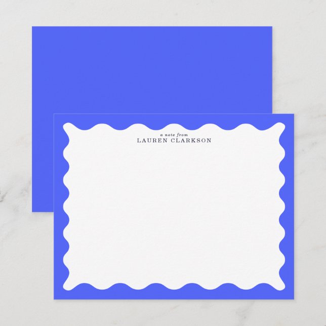 Carte de note à cadre ondulé bleu cobalt (Devant / Derrière)