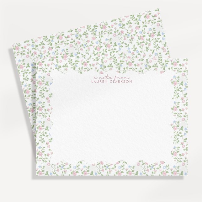 Carte de note à cadre ondulé et fleurs pastel Cott (Créateur téléchargé)