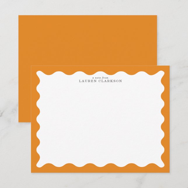 Carte de note à cadre ondulé orange souci (Devant / Derrière)
