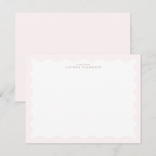 Carte de note à cadre ondulé rose bébé (Devant / Derrière)