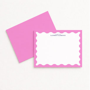 Carte de note à cadre ondulé rose tendre