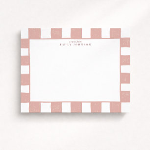 Carte de note à carreaux rose