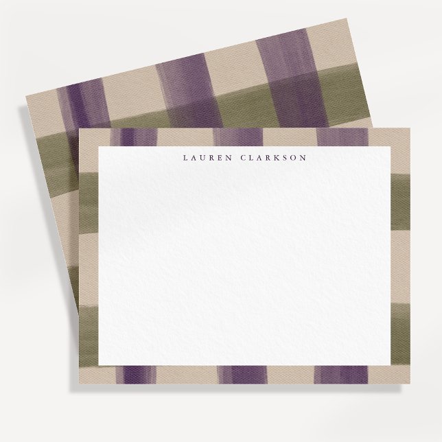 Carte de note à carreaux violet et sauge automnal (Créateur téléchargé)