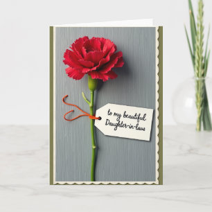 Carte de note à fleurs écarlates rayées