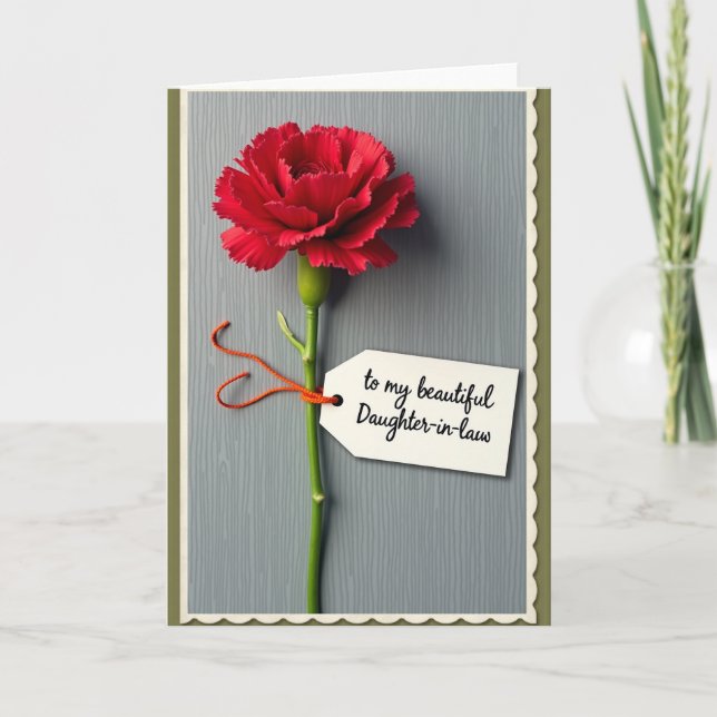 Carte de note à fleurs écarlates rayées (Devant)
