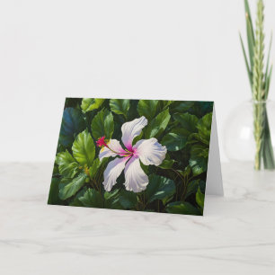 Carte de note à fleurs tropicales Hibiscus blanc e