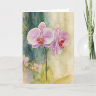 Carte de note à l'aquarelle Sérénité à l'orchidée 