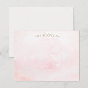 Carte de note à lavis d'aquarelle rose tendre
